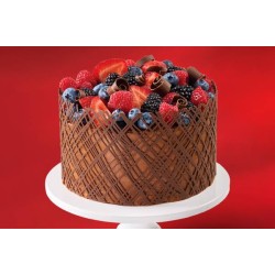 CAKE-Chocolate Cage and Customised topper of Dark Chocolate, Strawberries plus Blueberries Cake 9 Inches ,3 Layers, Chocolate/Strawberry/Blueberry/ Vanilla/ Orange/Pineapple/Lemon Flavour. Available in 3 Days after Ordering