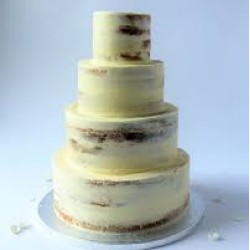 CAKE-Naked Cake with 4 tiers 6,8,10,and 14 Inches. Vanilla/Pineapple/Coconut/Fruit/Lemon Flavour. Available in 1 Week after Ordering.